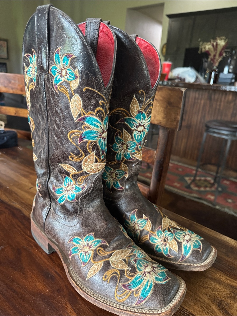 Women’s Macie Bean Brown Floral Embroidered Western Boots